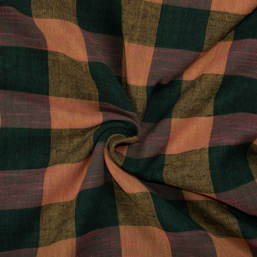 Check Multicolor Pure Cotton 110 GSM Handwoven Fabric 706