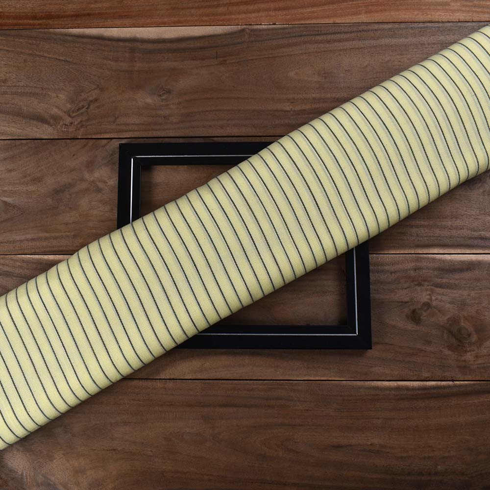 Stripe Twill Yellow Black Pure Cotton 100 GSM Handwoven Fabric