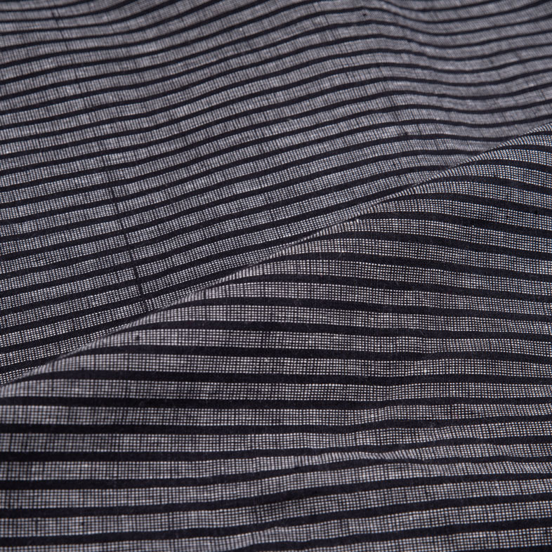 STRIPE BLACK PURE COTTON 125 GSM HANDWOVEN FABRIC