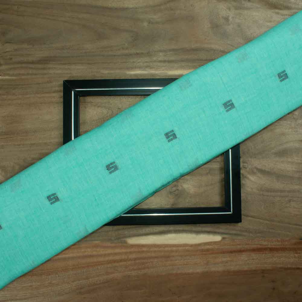 Geometric Light Blue Jamdani Pure Cotton 55 GSM Fabric 97
