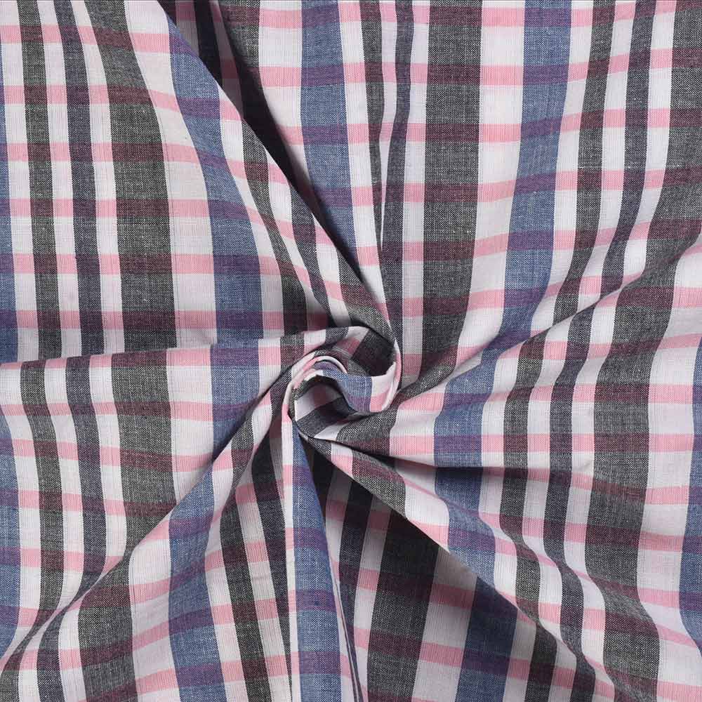 Check Multicolor Pure Cotton 94 GSM Handwoven Fabric