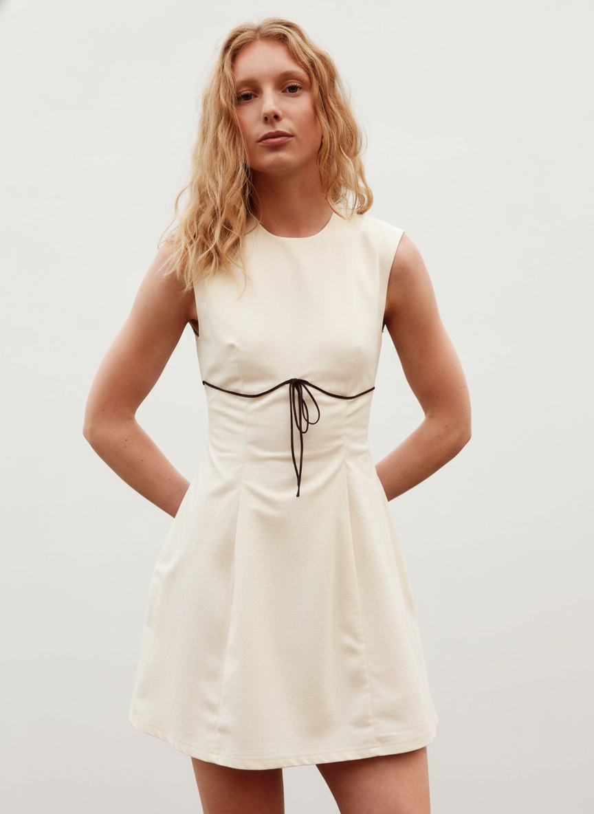 Simple Bust Tied Short Dress