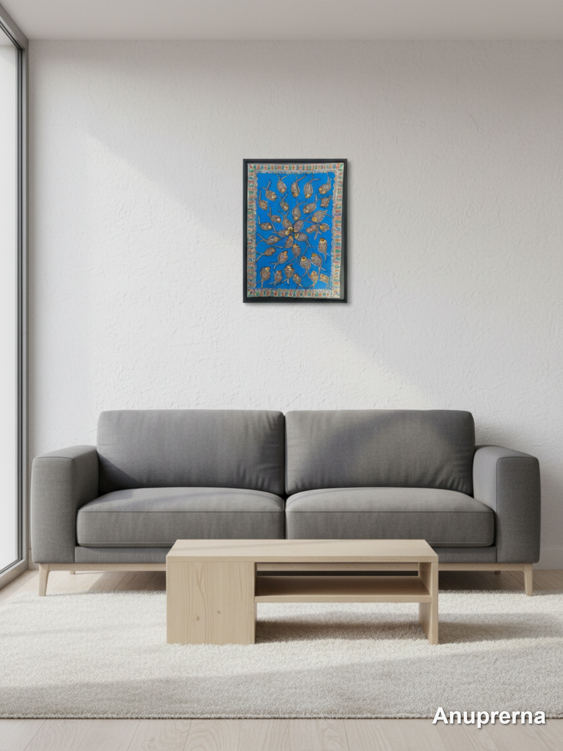 Fishes Collide Madhubani Wall Art Decor