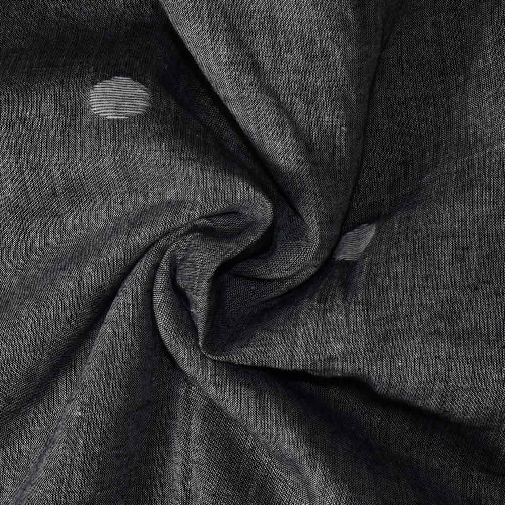 Polka Dot Grey Jamdani Pure Cotton 58 Sm Handwoven Fabric
