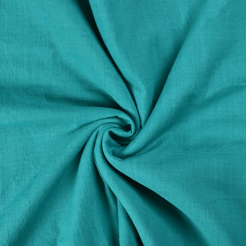 Plain Teal Khadi Cotton 65 GSM Handwoven Fabric