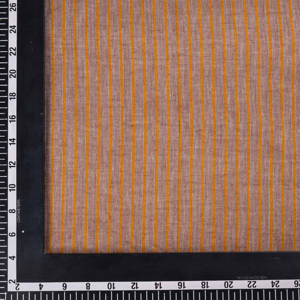 STRIPE BROWN PURE COTTON 71 GSM HANDWOVEN FABRIC