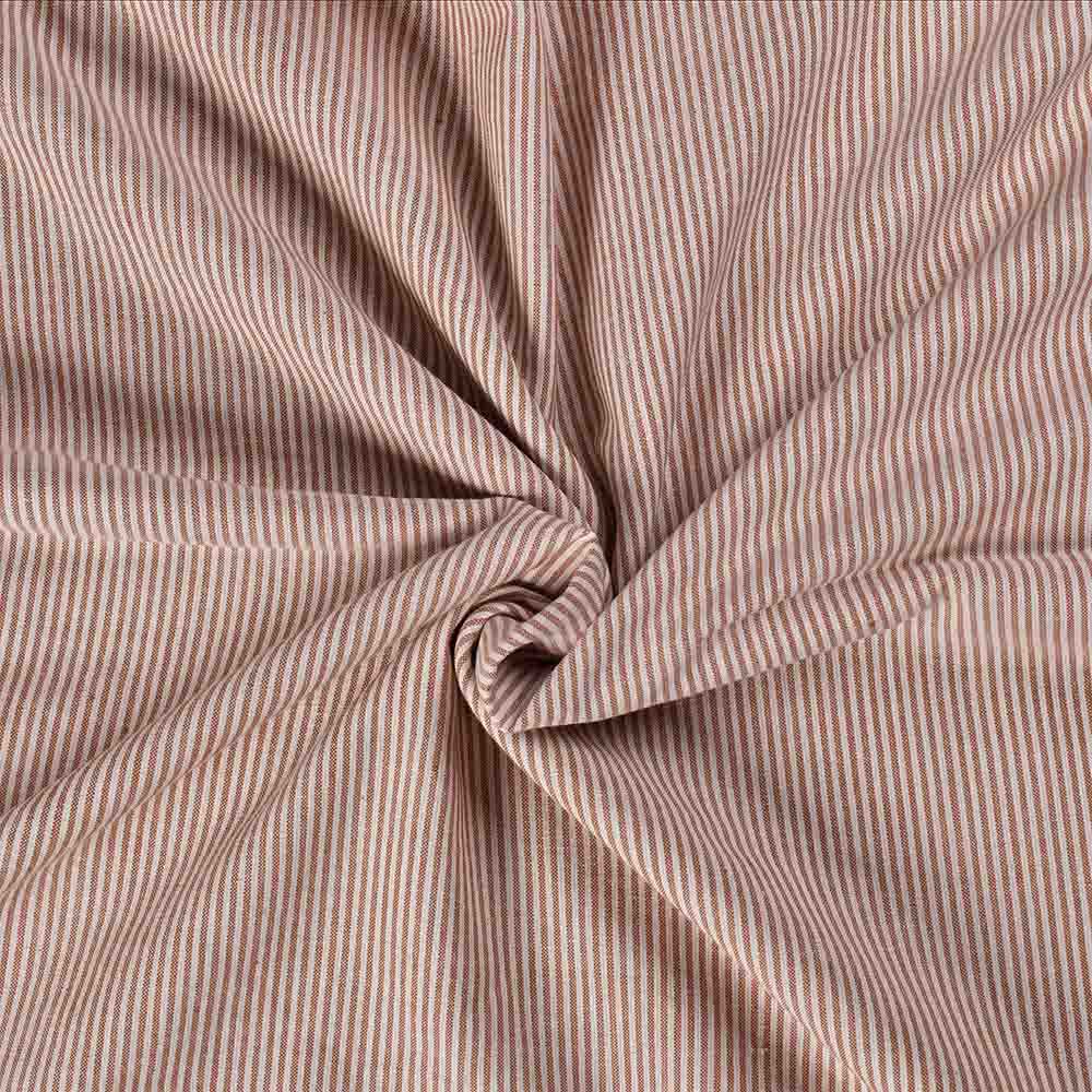 Stripe Brown White Pure Cotton 95 GSM Handwoven Fabric