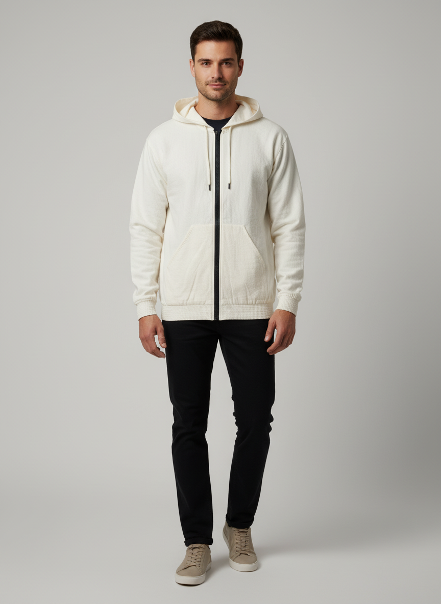 Oversized Hoodie  With Front Zipper- Elasticated Cuffs