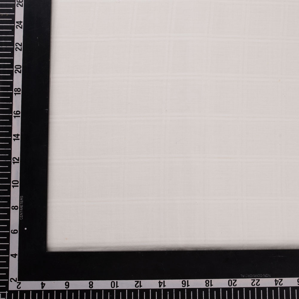 WHITE CHECK COTTON chiffon 63 GSM HANDWOVEN FABRIC | BLEACHED WHITE & DYEABLE