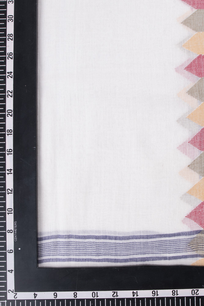GEOMETRIC WHITE JAMDANI HANDWOVEN PURE COTTON SCARF 117