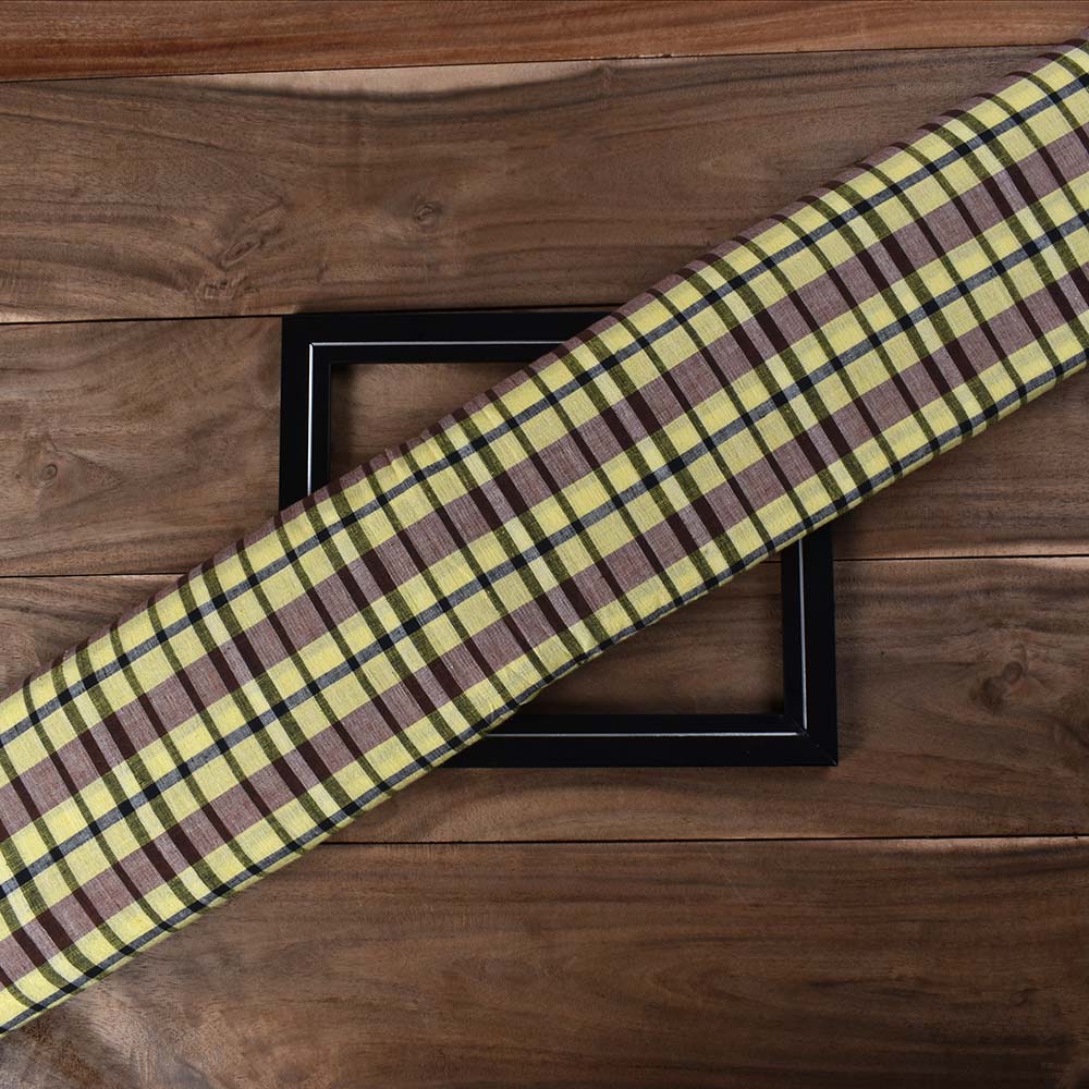 Check Multicolor Khadi Cotton 110 GSM Handwoven Fabric