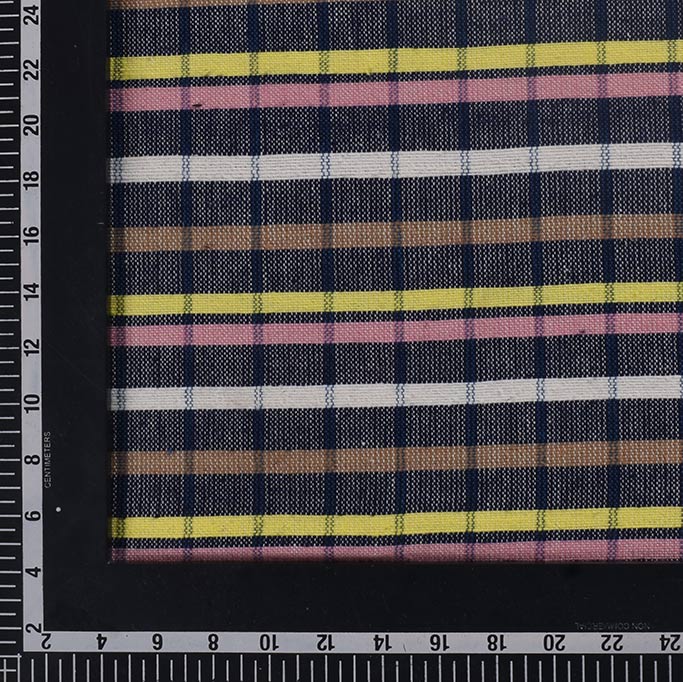CHECK RAINBOW COTTON KHADI 196 GSM HANDWOVEN FABRIC 371