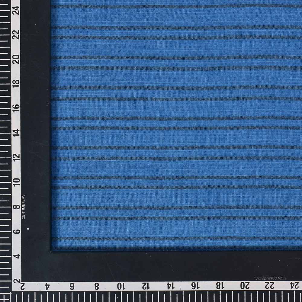 STRIPE BLUE BLACK KHADI COTTON 65 GSM HANDWOVEN FABRIC 335