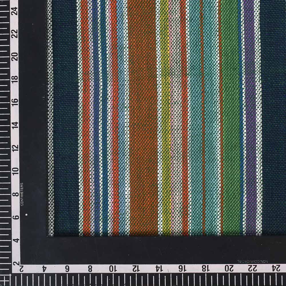 STRIPE MULTICOLOR PURE KHADI 250 GSM HANDWOVEN FABRIC