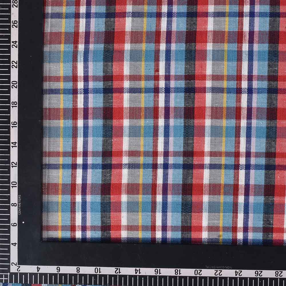CHECK MULTICOLOR PURE KHADI 170 GSM HANDWOVEN FABRIC