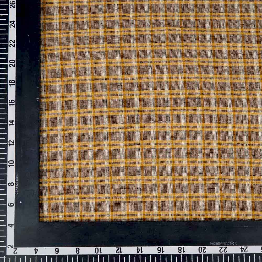 CHECK BROWN COTTON 115 GSM HANDWOVEN FABRIC