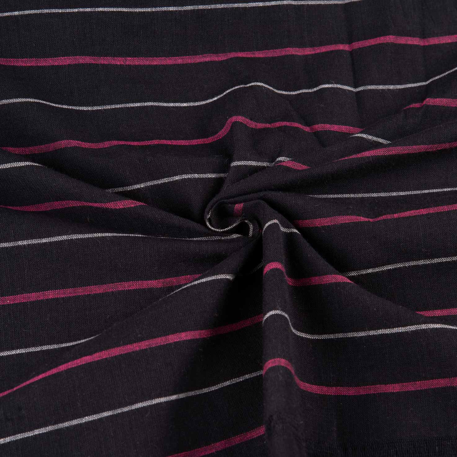 Stripe Black Pure Cotton 95 GSM Handwoven Fabric