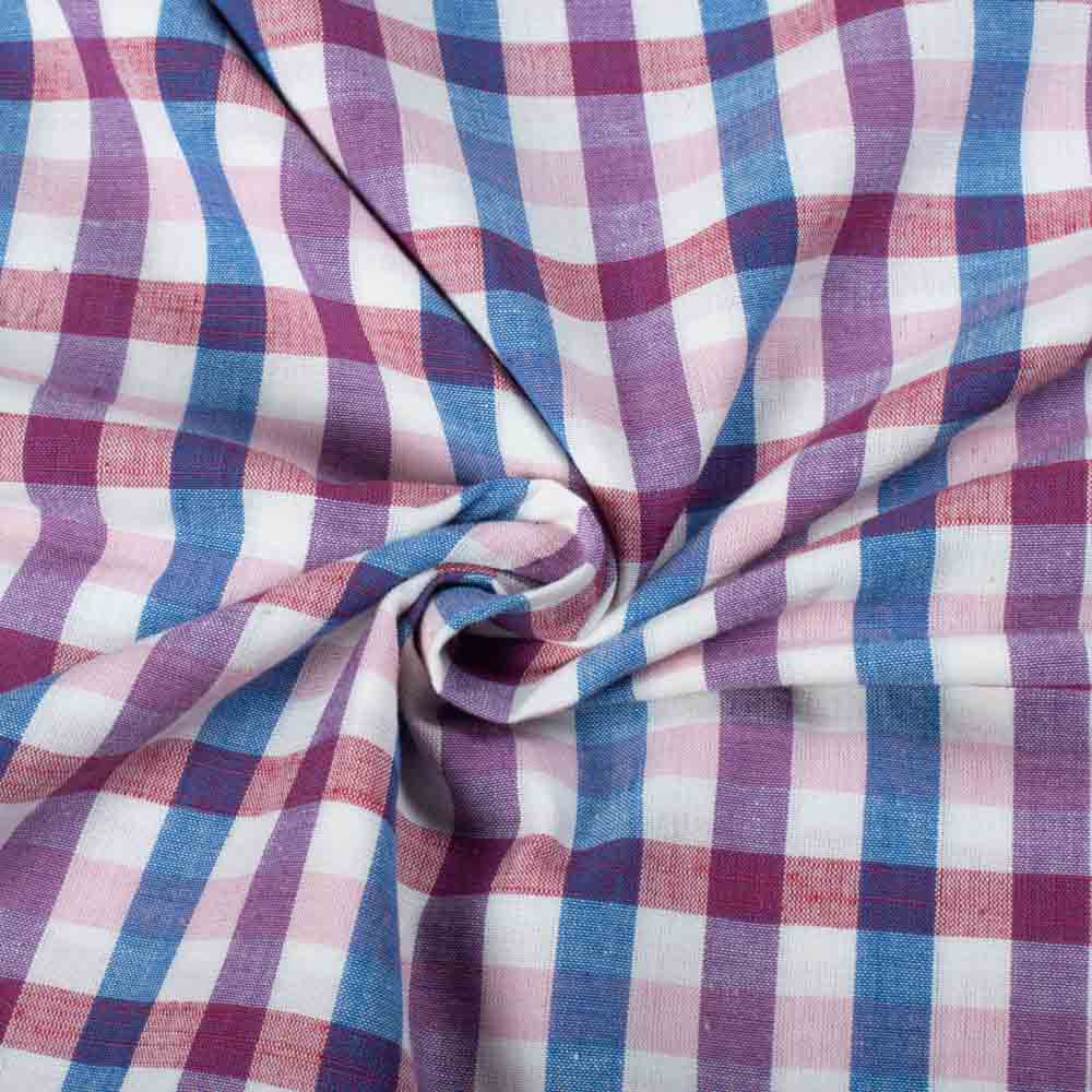 Check Multicolor 95 GSM Pure Cotton Handwoven Fabric 911