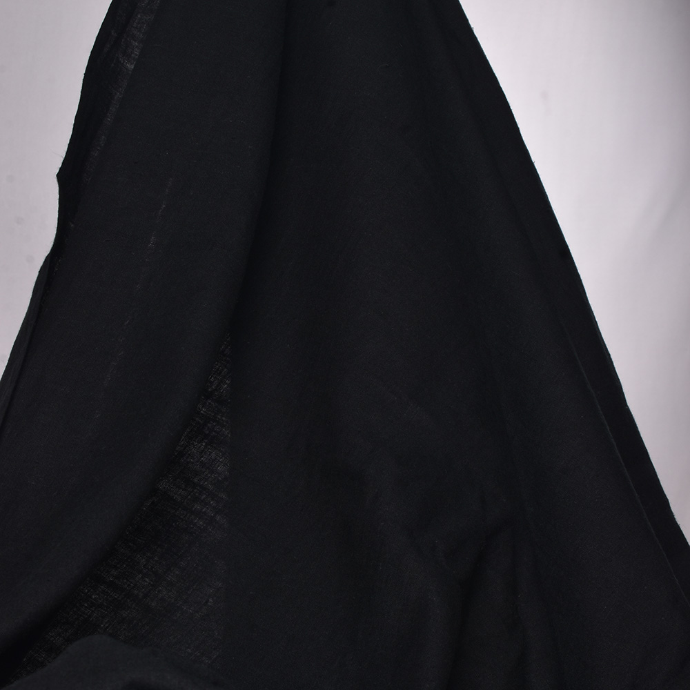 Plain Black Pure Khadi 90 GSM Handwoven Fabric