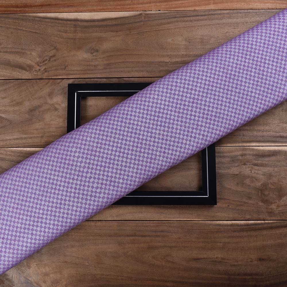 Check Twill White Purple Cotton 105 GSM Handwoven Fabric