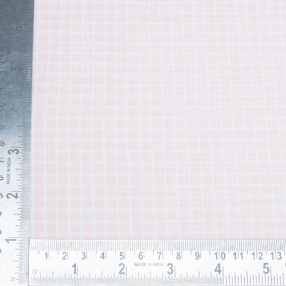 CHECK LIGHT PINK PURE COTTON 92 GSM HANDWOVEN FABRIC