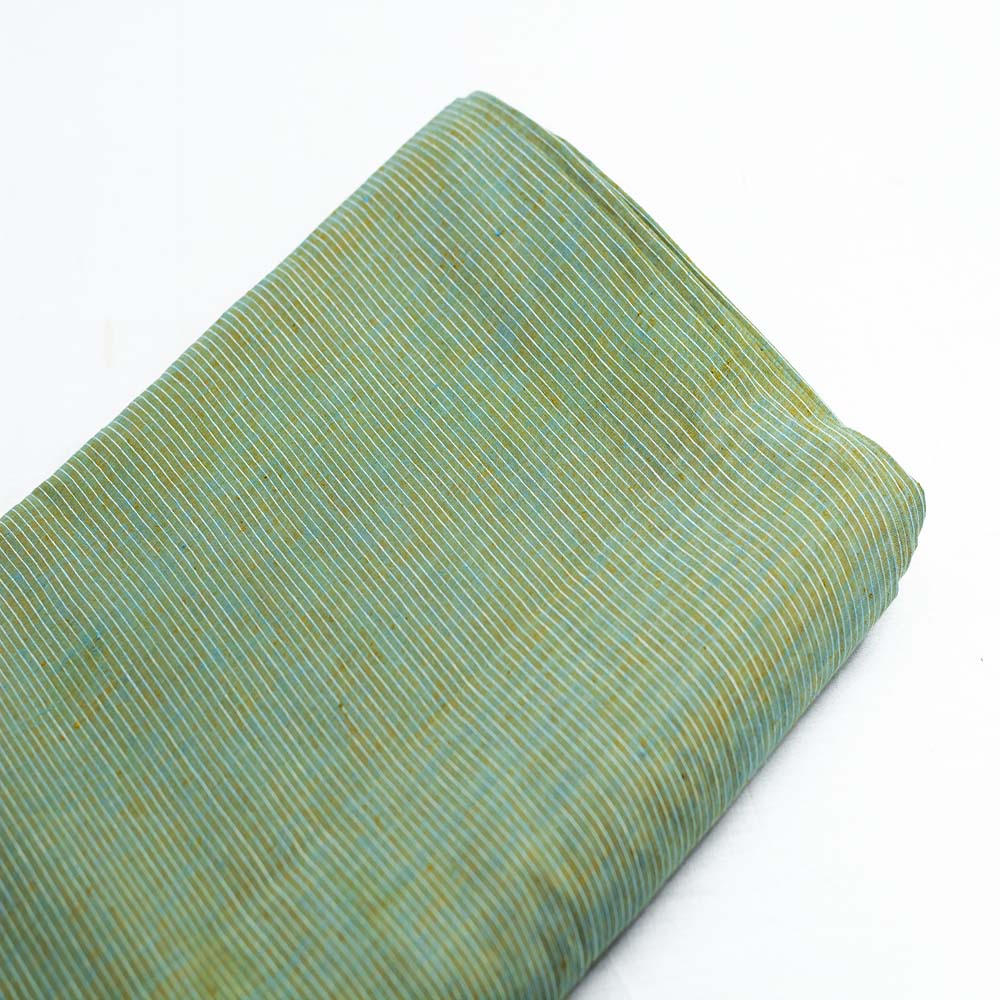 Stripe Green Pure Cotton 65 GSM Handwoven Fabric J13