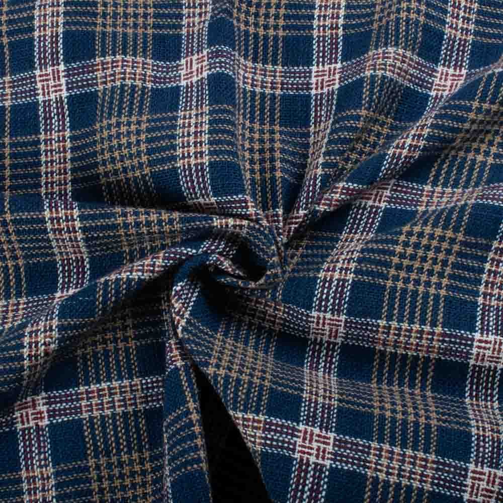 Check Multicolor 220 GSM Khadi Handwoven Fabric 932