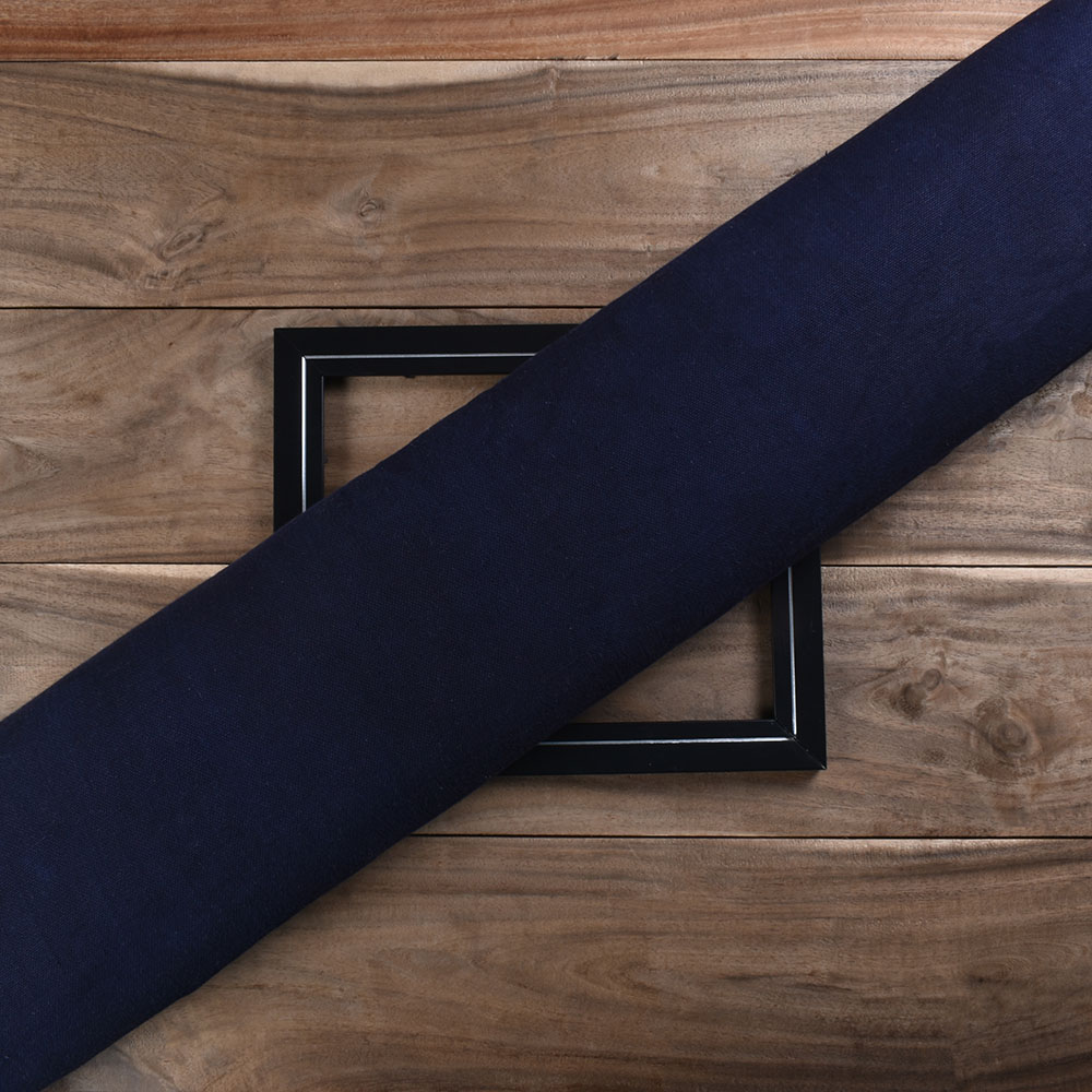 Plain Navy Pure Khadi 296 GSM Handwoven Fabric