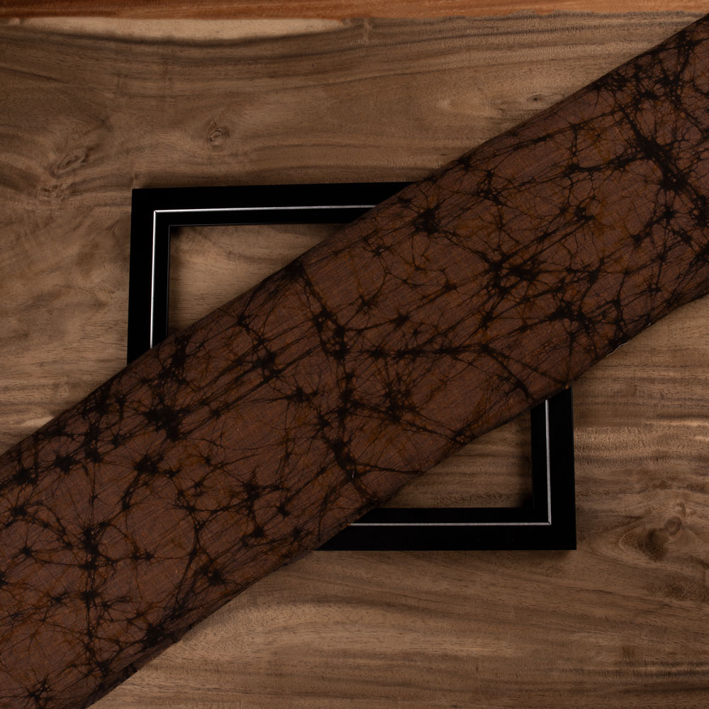 Abstract Brown Batik Cotton 95 GSM Fabric - Hand Printed