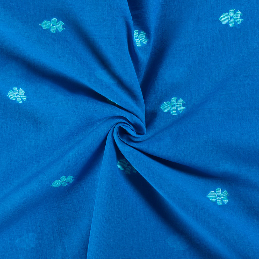 Geometric Turquoise Jamdani Pure Cotton 62 GSM Handwoven Fabric