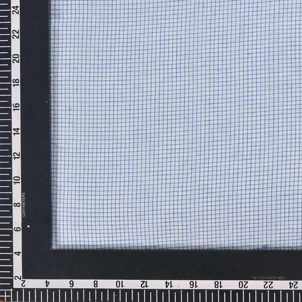 CHECK BLUE & WHITE PURE COTTON 58 GSM HANDWOVEN FABRIC