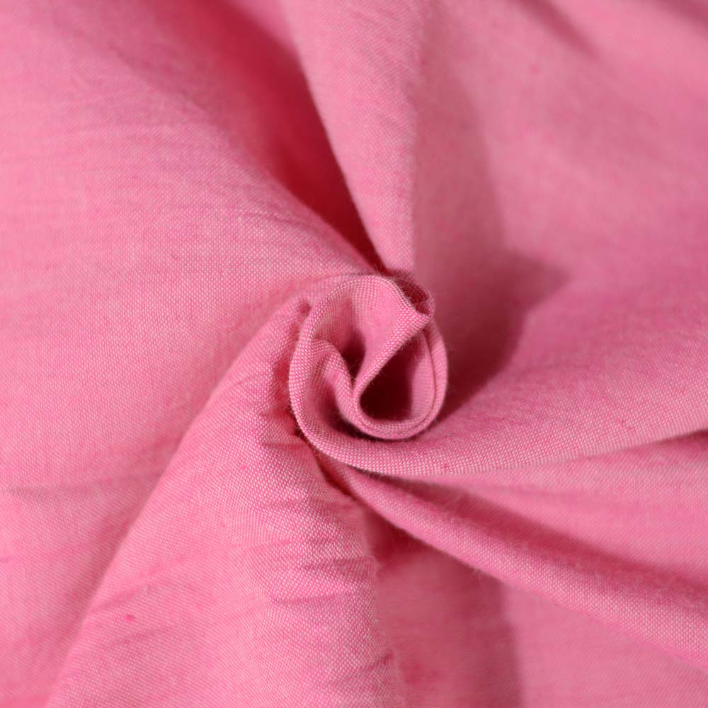 Chambray Pink Pure Cotton 75 GSM Handwoven Fabric