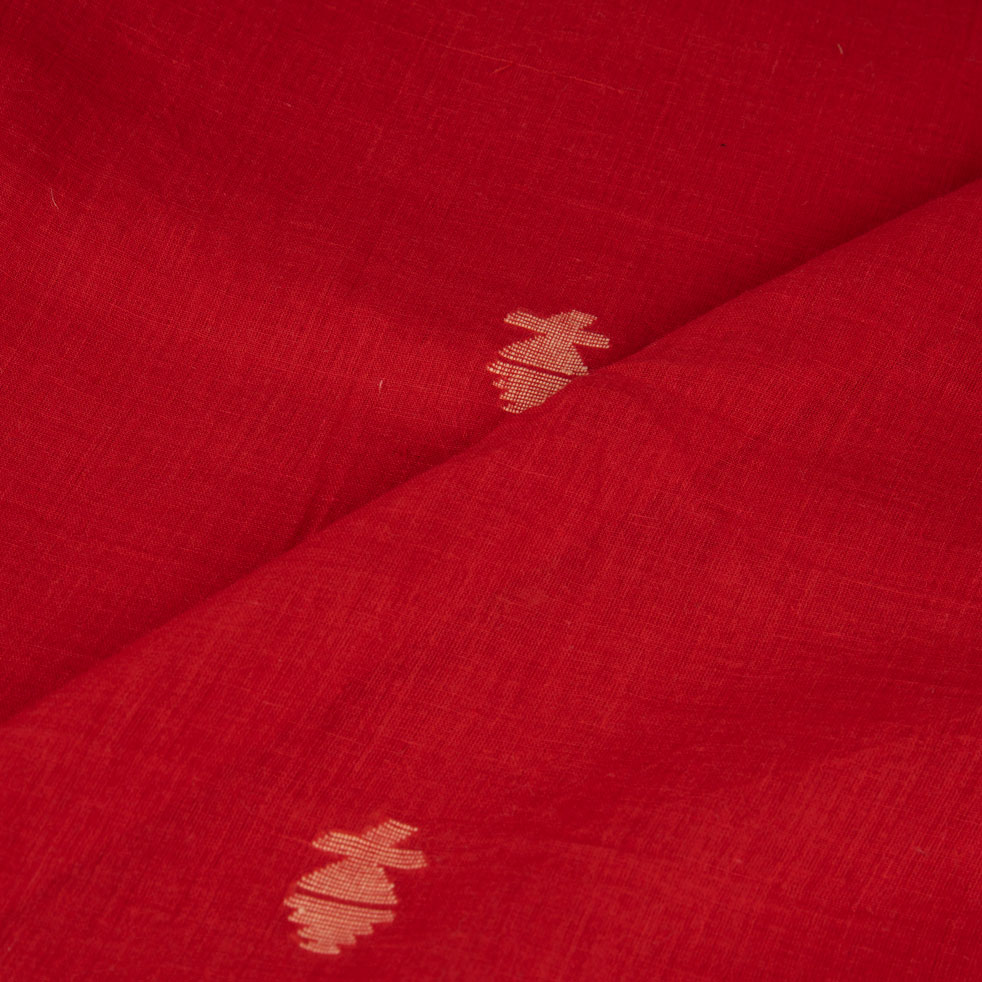 GEOMETRIC RED JAMDANI PURE COTTON 58 GSM FABRIC