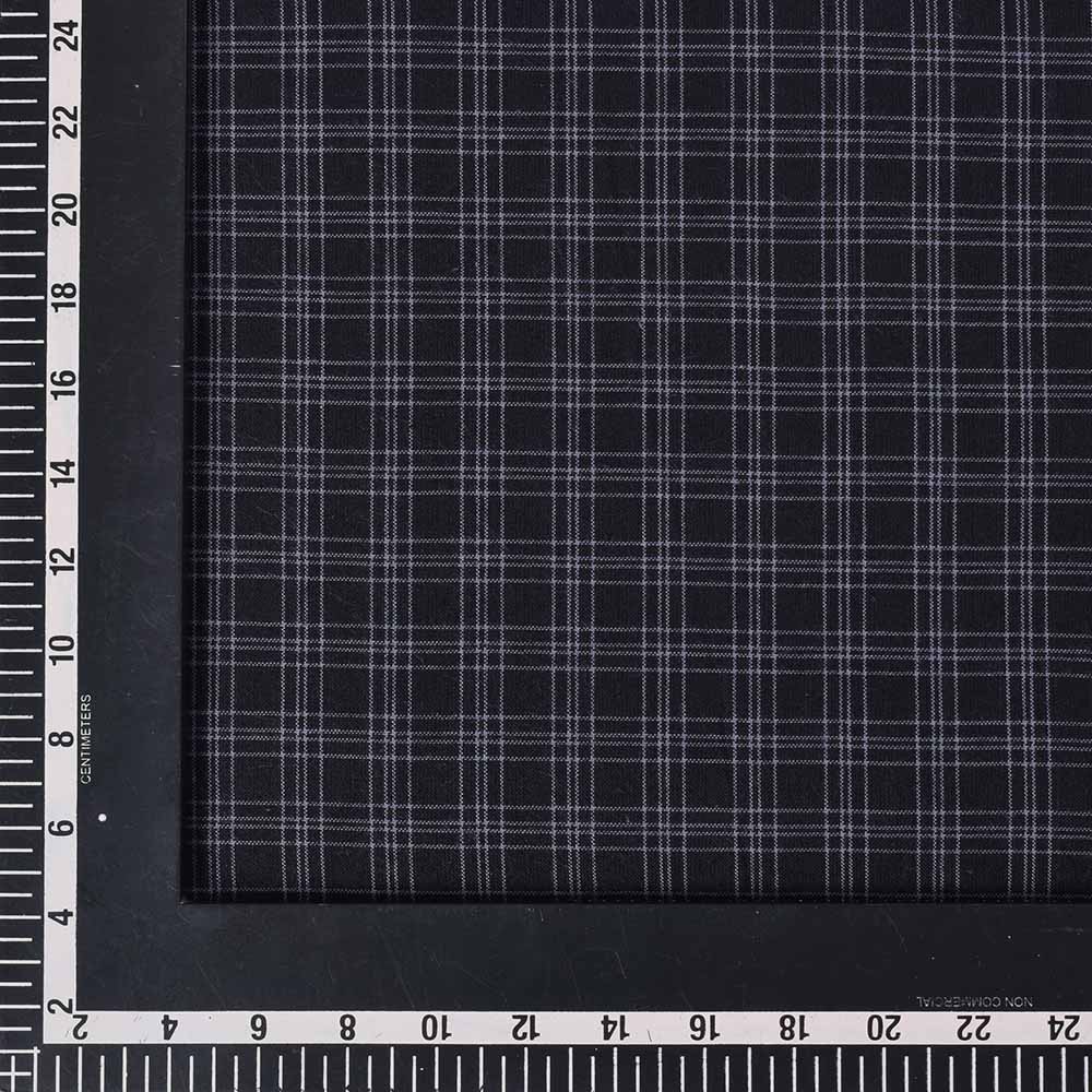 CHECK BLACK GREY PURE COTTON 125 GSM HANDWOVEN FABRIC