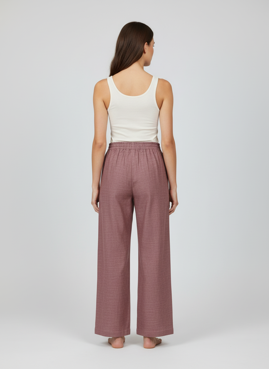 Straight Cut Wide Leg Bottom Pants With Side Ties - Curve Cut