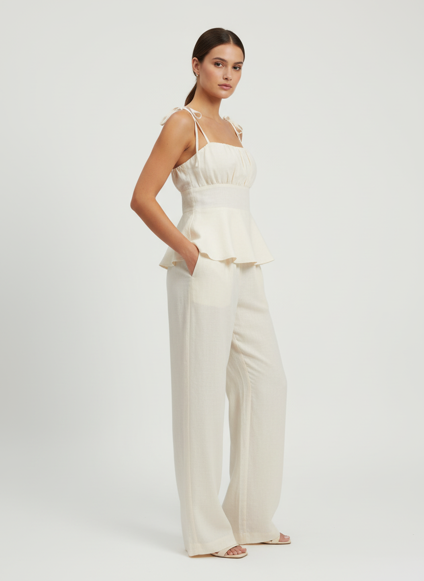 Gathered Bust Peplum Full Co-ord Set