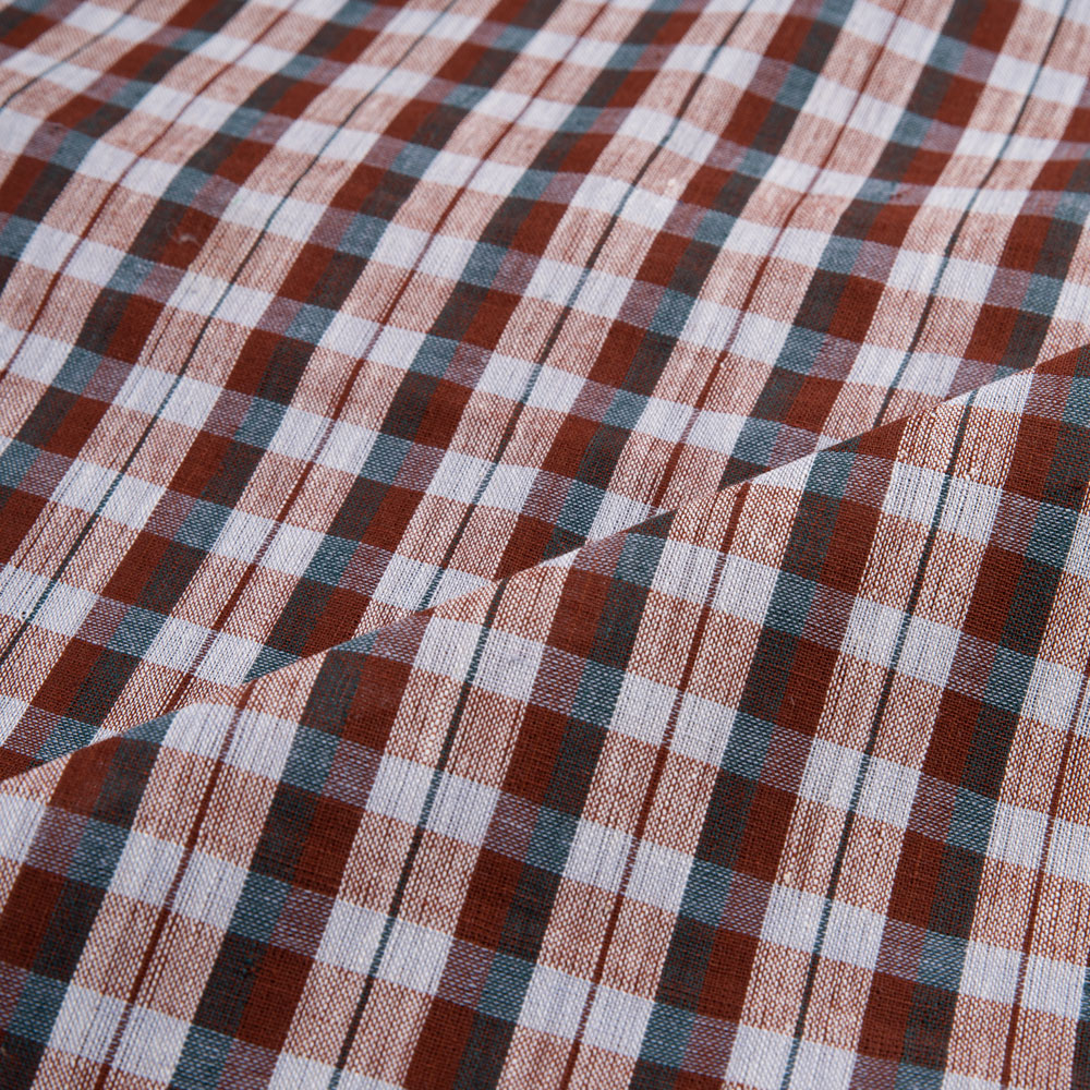 CHECK MAROON PURE COTTON 95 GSM HANDWOVEN FABRIC