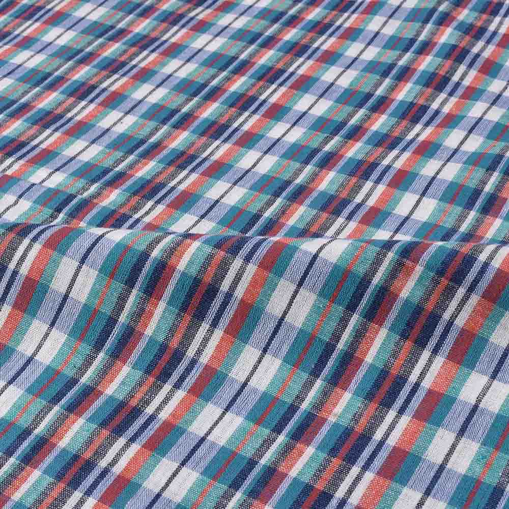 CHECK MULTICOLOUR PURE COTTON 95 GSM HANDWOVEN FABRIC 480