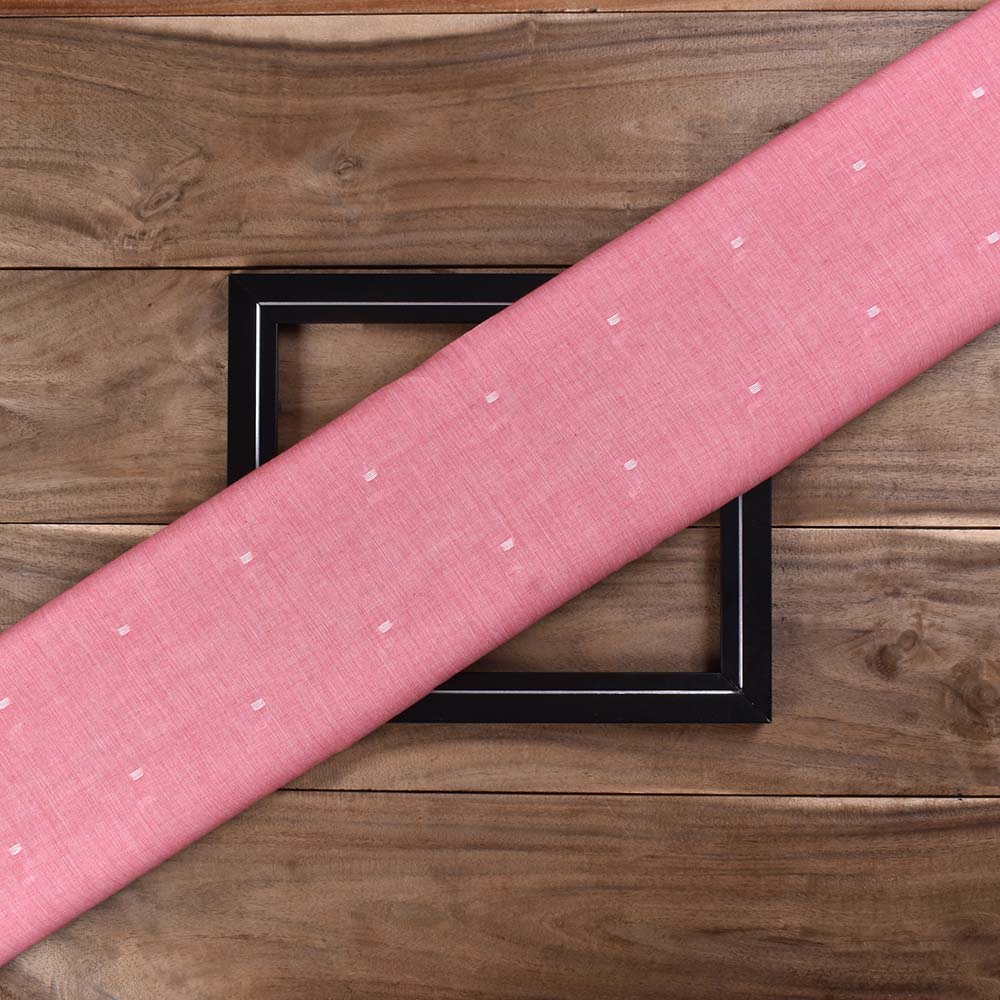 Pink Geometric Jamdani Pure Cotton 55 GSM Handwoven Fabric