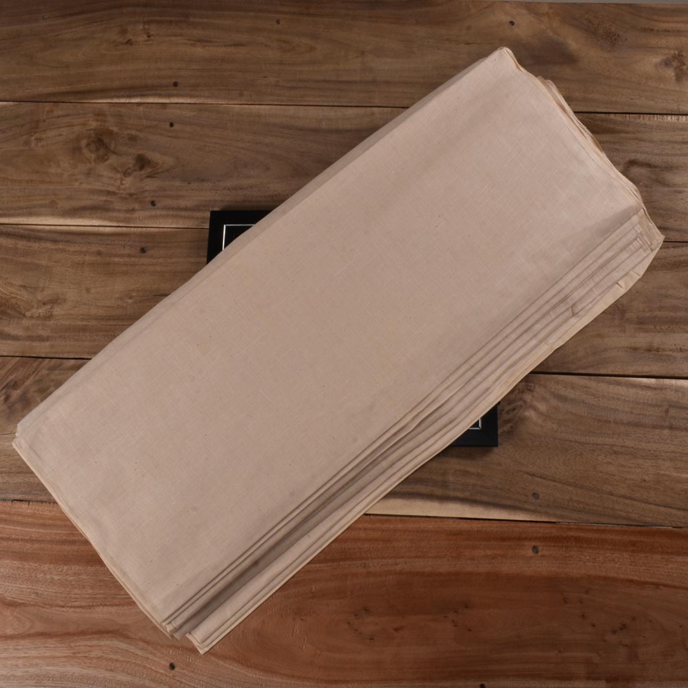 Chambray Beige Khadi Cotton 75 GSM Handwoven Fabric