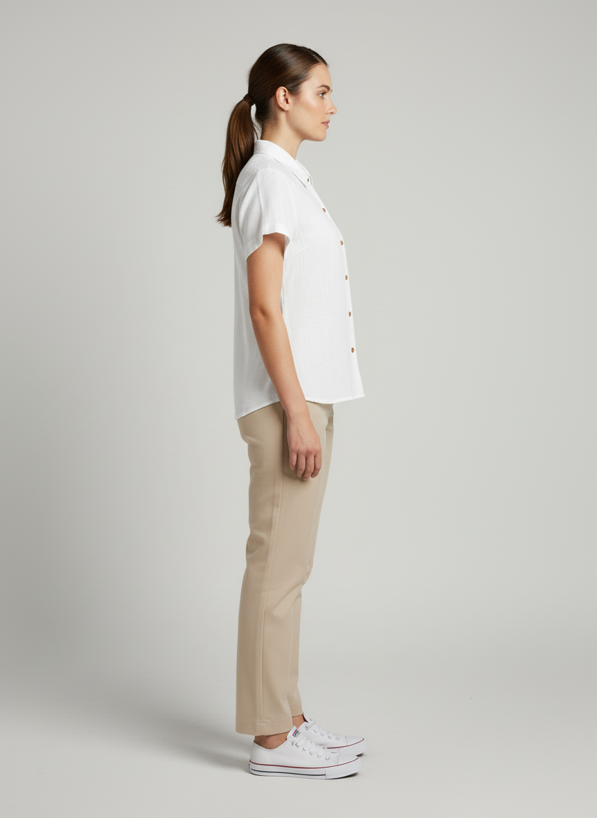 Freestyle Polo Collared Shirt With Center Placket Buttons