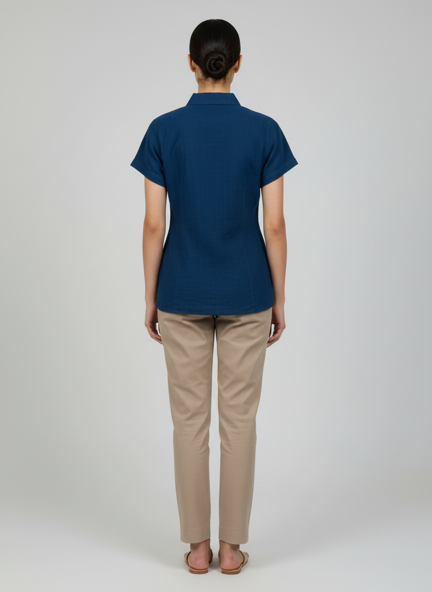 Freestyle Polo Collared Shirt With Center Placket Buttons