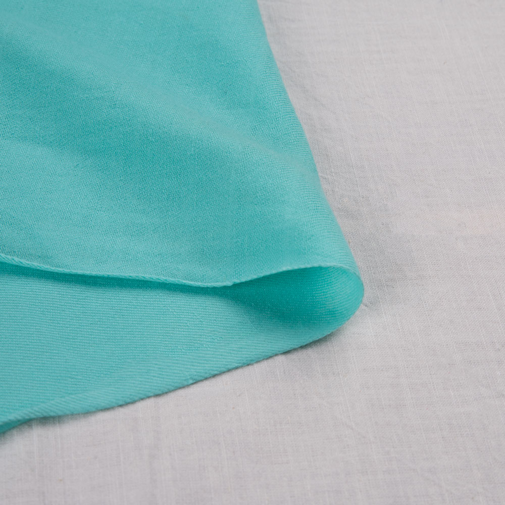 Solid Satin Twill Aqua Blue Pure Cotton 102 GSM Handwoven Fabric