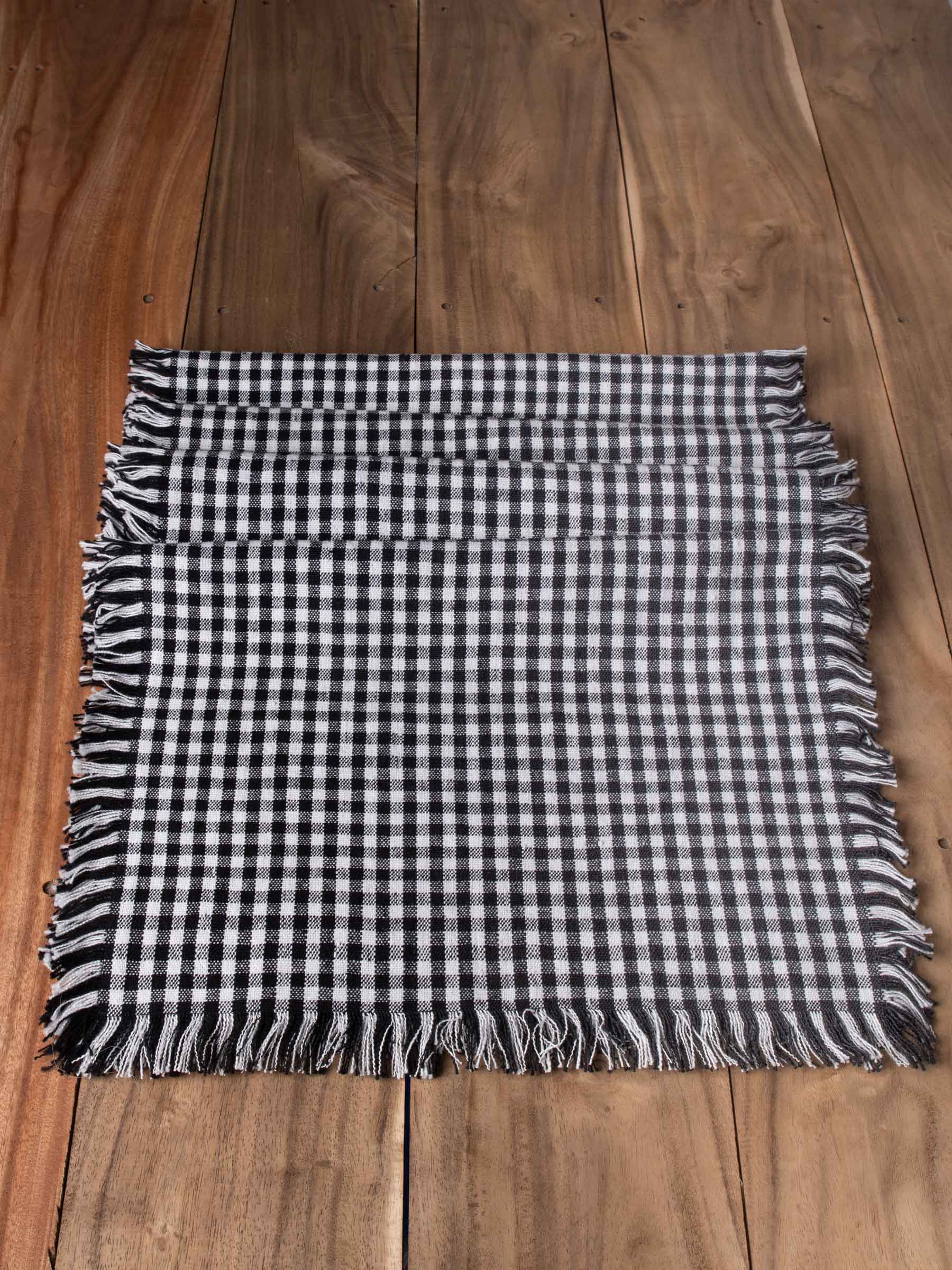 Black & White Handspun Khadi Cotton Table Runner