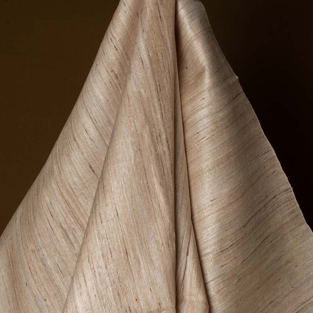 Plain Natural Tussar & Ketya Silk Blend 80 GSM Handwoven Fabric 09