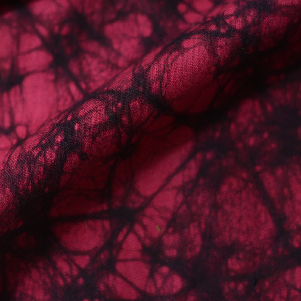 Abstract Red Batik Cotton 110 GSM Fabric - Hand Printed