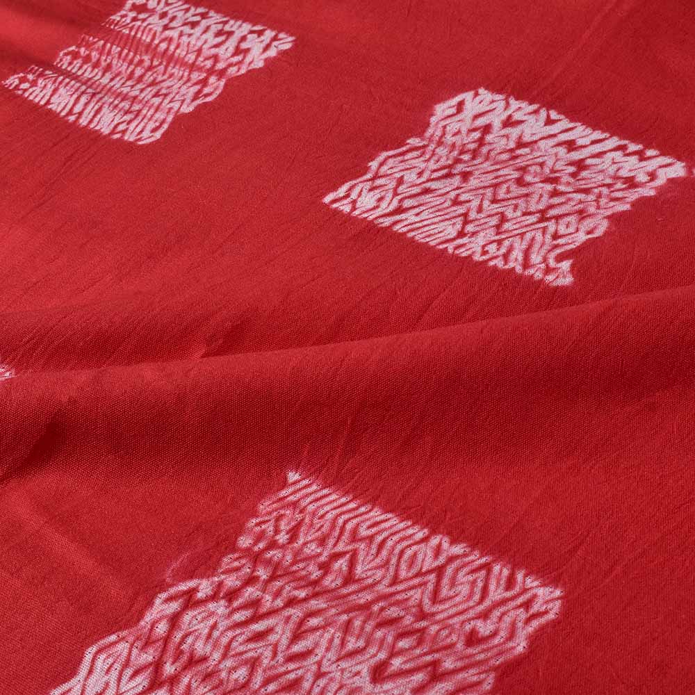 ABSTRACT RED SHIBORI 90 GSM MERCERISED COTTON FABRIC