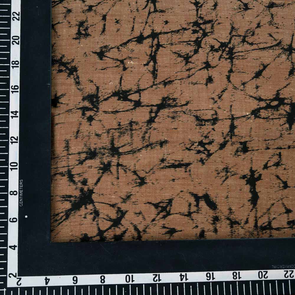 Abstract Brown Screenprinted Cotton Khadi 82 GSM Handwoven Fabric