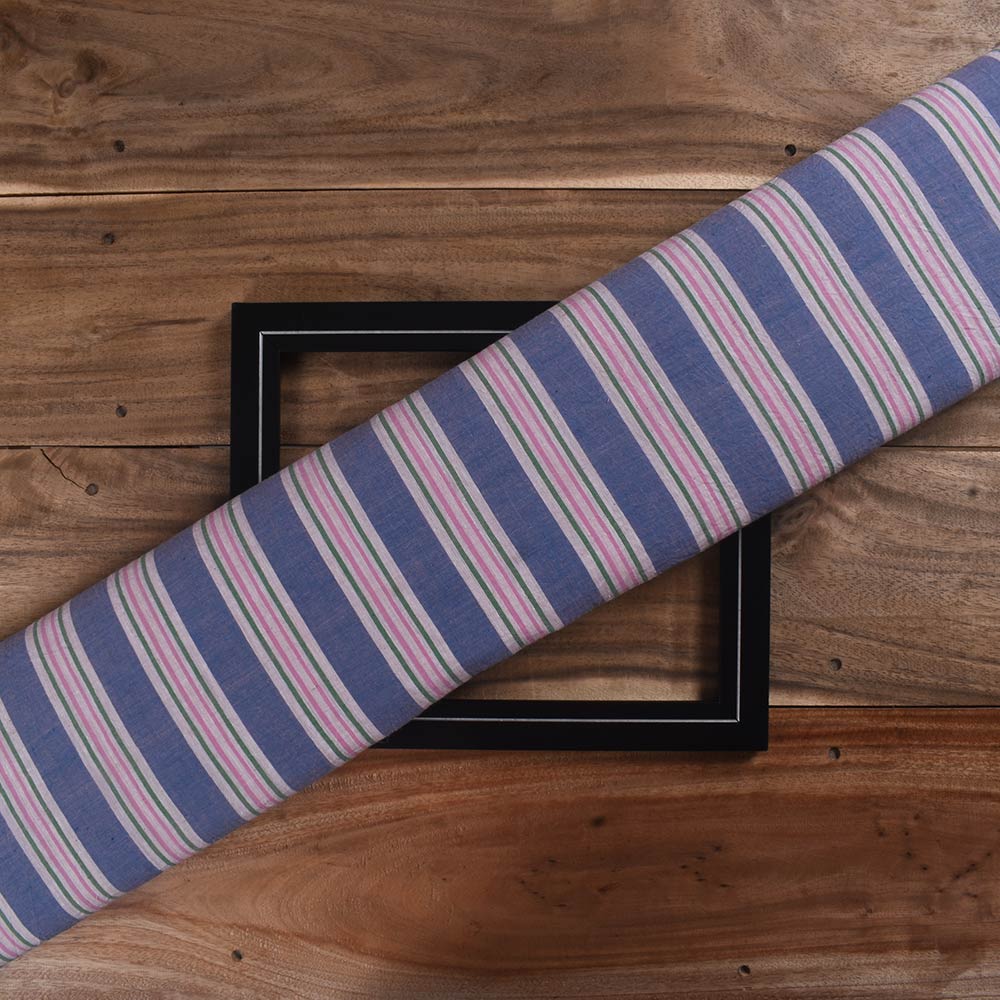 Stripe Multicolor Pure Cotton 70 GSM Handwoven Fabric