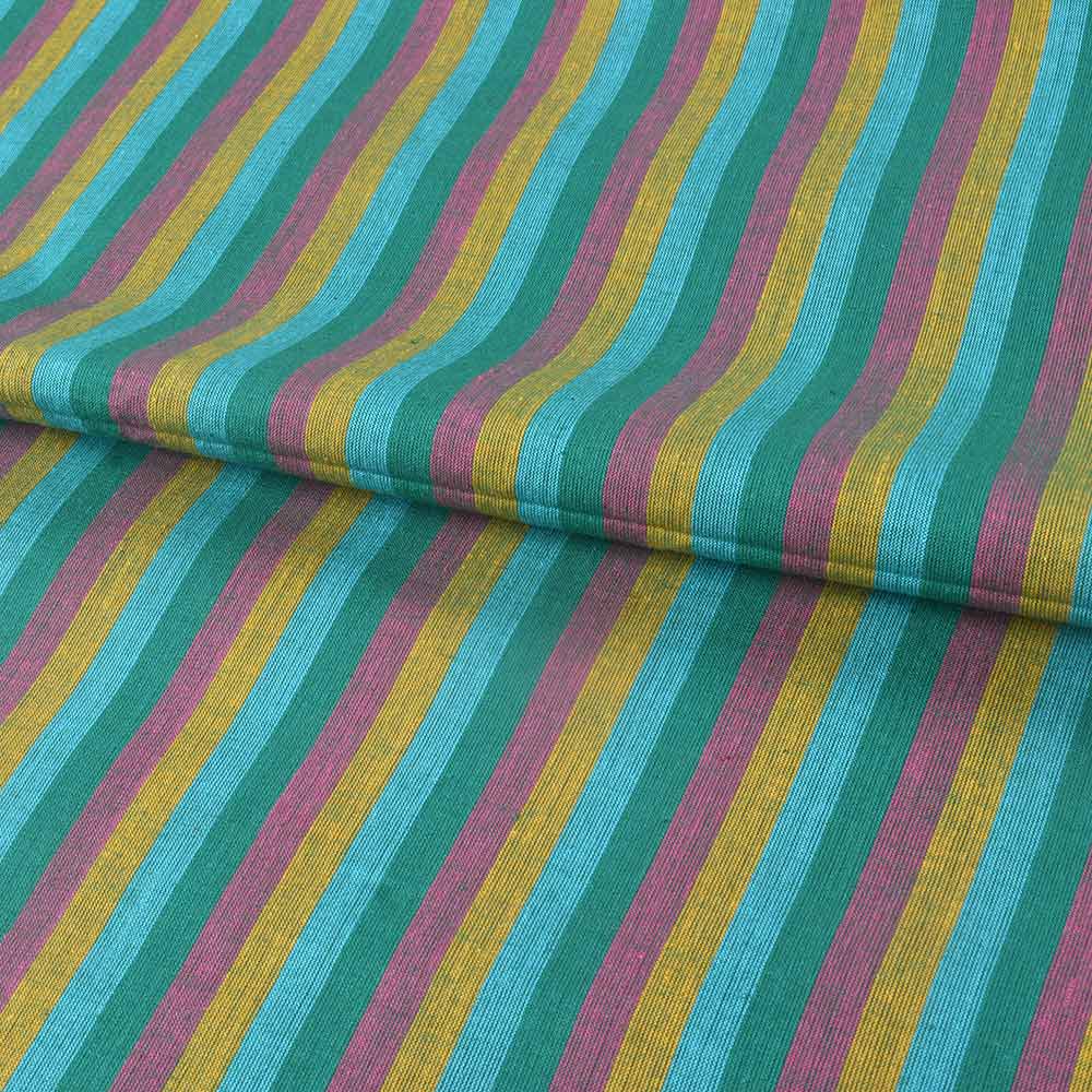 STRIPE MULTI COLOR PURE COTTON 80 GSM HANDWOVEN FABRIC 247